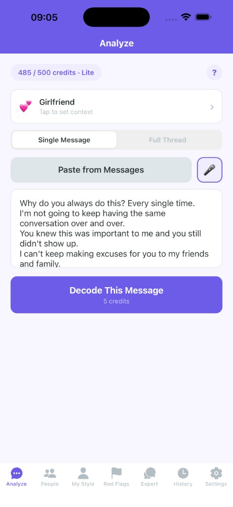 Paste and decode a message