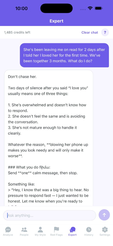 Expert chat conversation